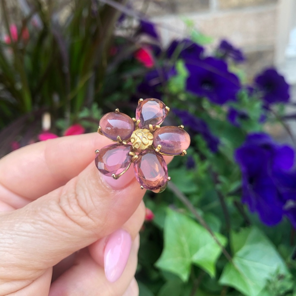 Coach Pink and Gold Floral Ring